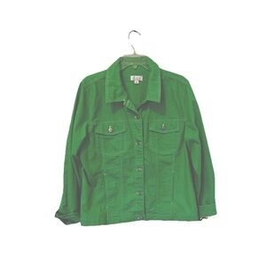 Denim&Co Green Denim Jean  Jacket Sz L 14/16 Bust 46”